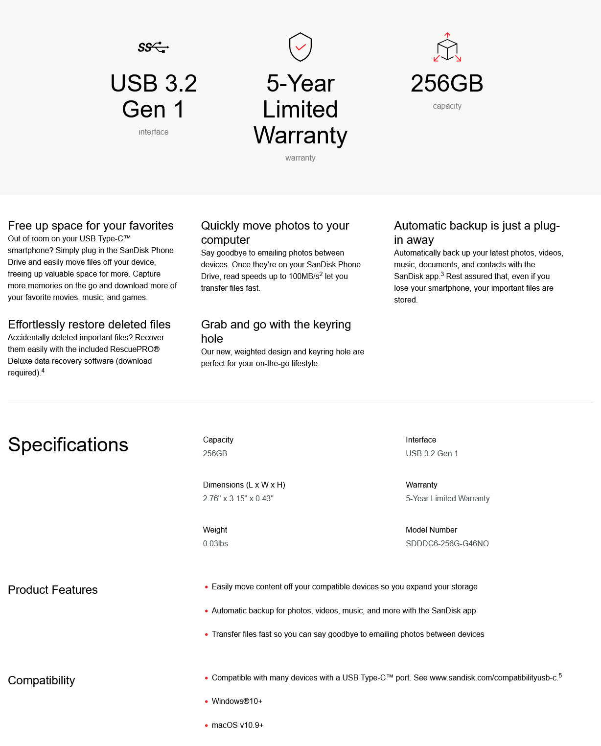 SanDisk 256GB Phone Dual Drive USB 3.2 Type C+A- Nasturium Orange
