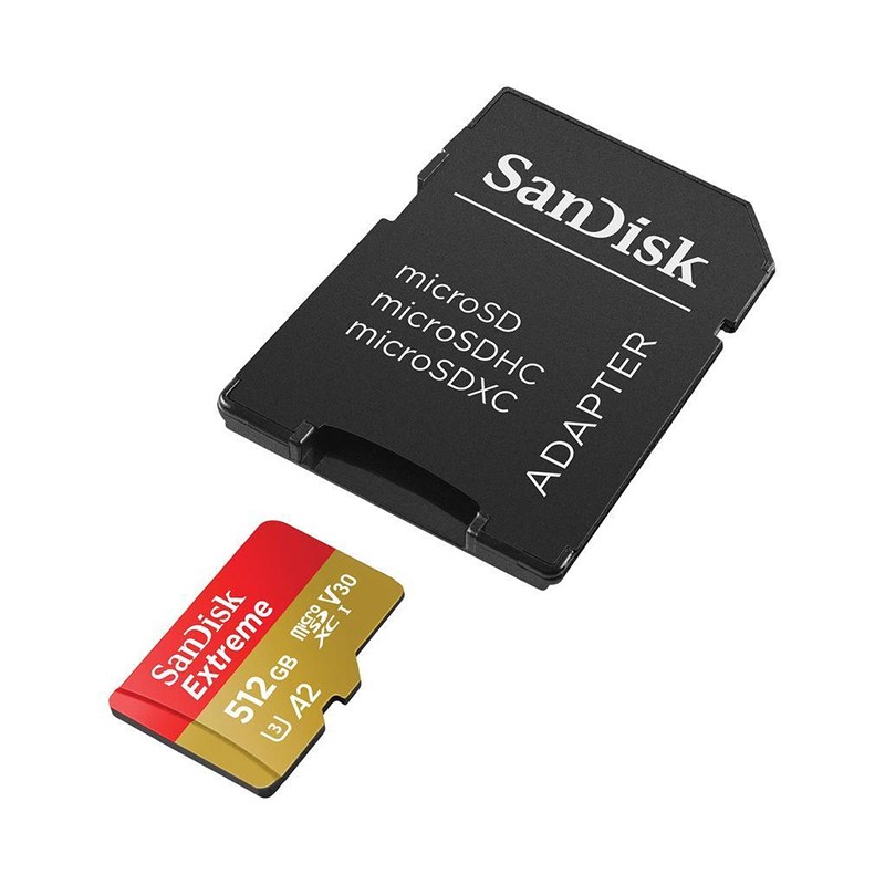SanDisk 512GB Extreme MicroSDXC UHSI Memory Card with SD Adapter 160MB/s SDSQXA1512GGN6MA