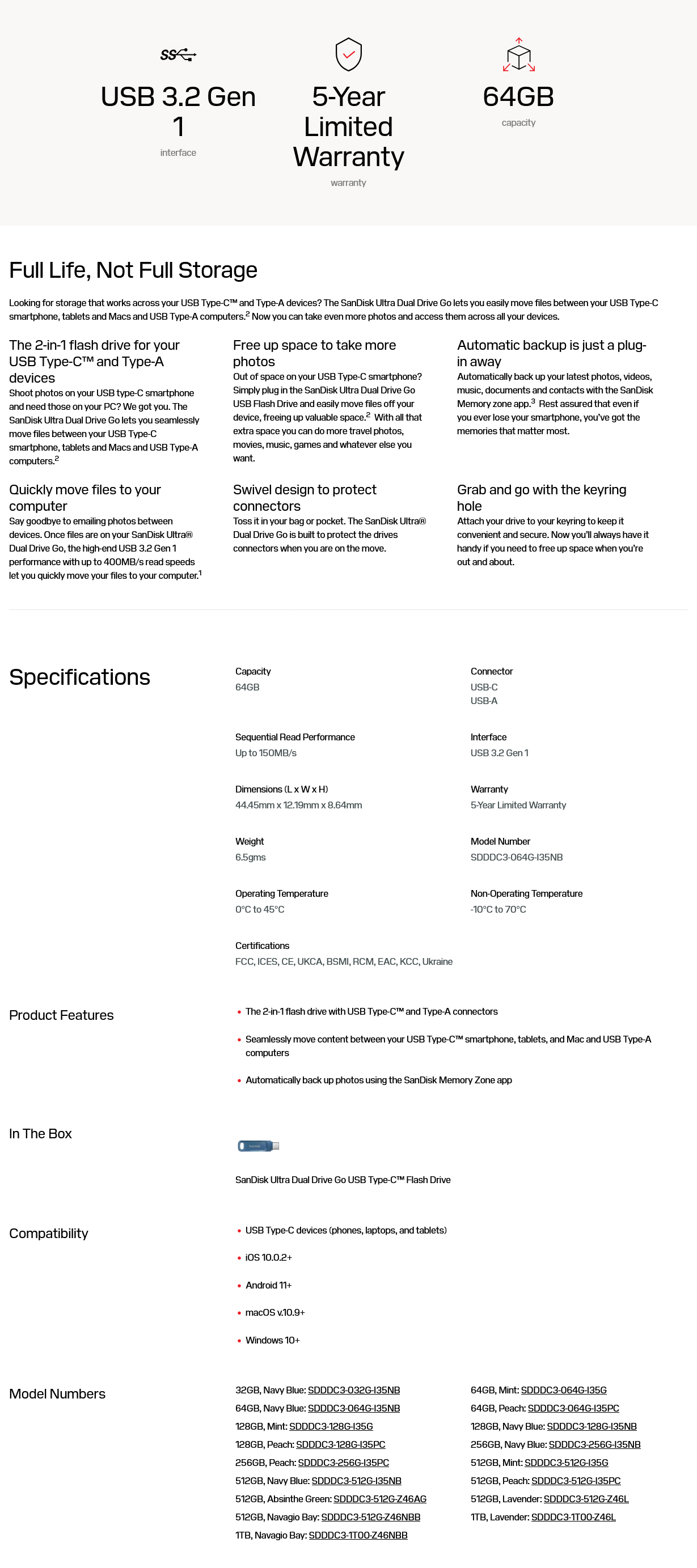 SanDisk 64GB Ultra Dual Drive Go USB-C Flash Drive - Navagio Bay