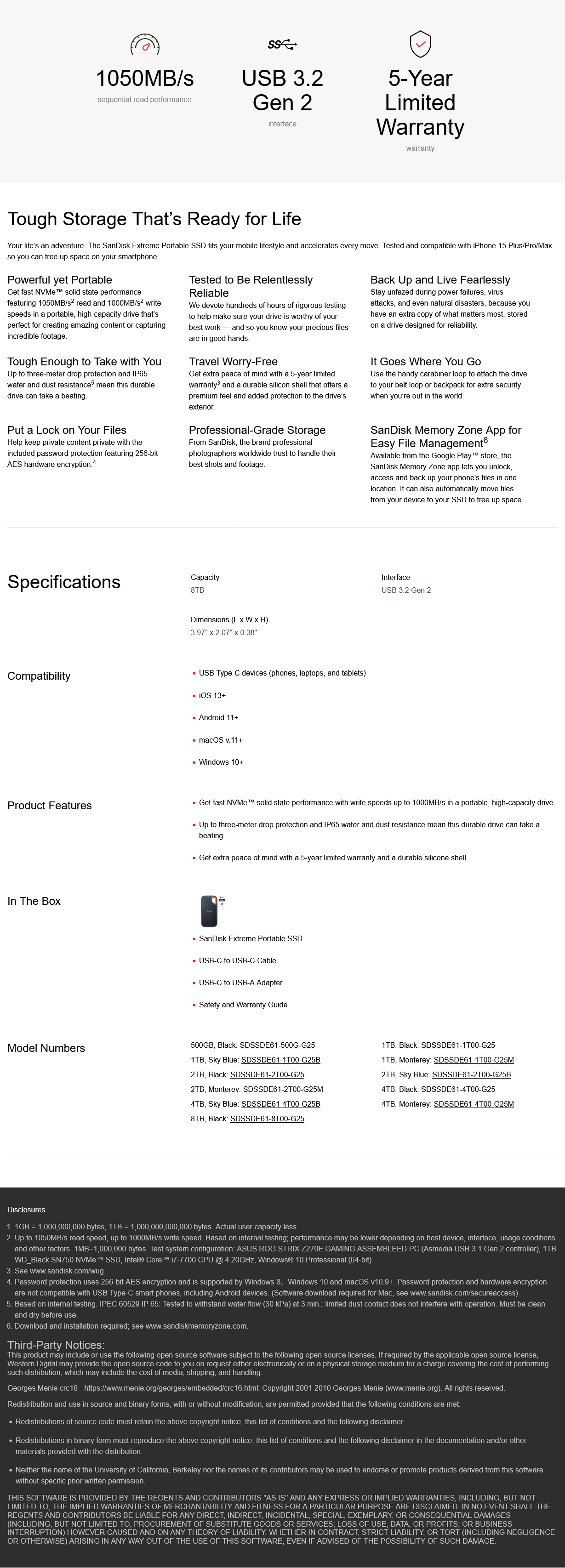 SanDisk Extreme Portable 8TB External SSD - SDSSDE61-8T00-G25