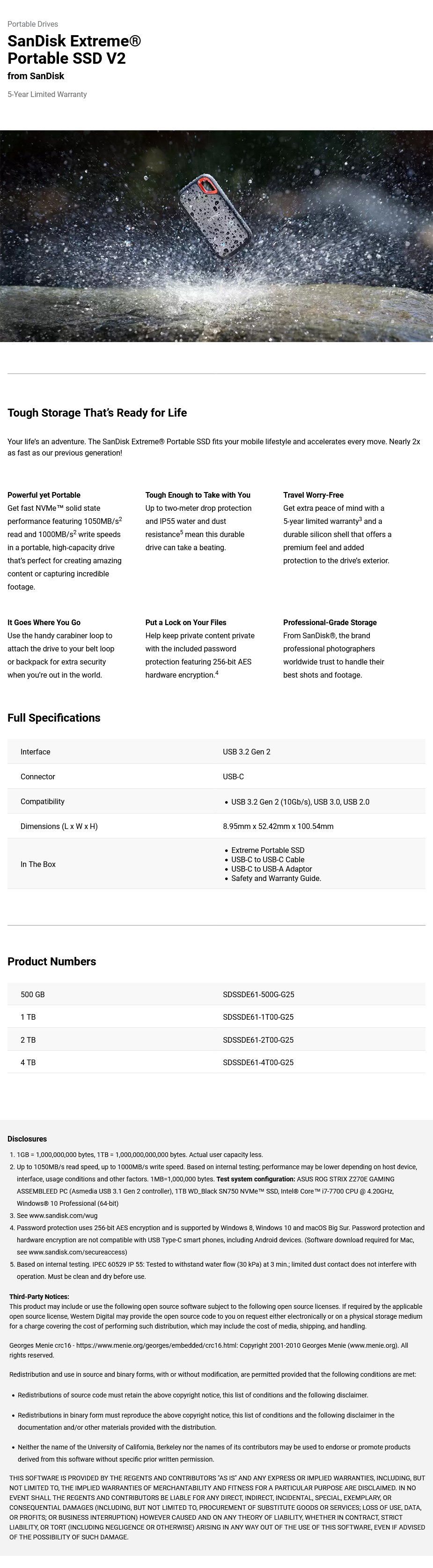 SanDisk Extreme Portable V2 4TB USB-C 3.2 External SSD - SDSSDE61-4T00-G25 - Desktop Overview 1