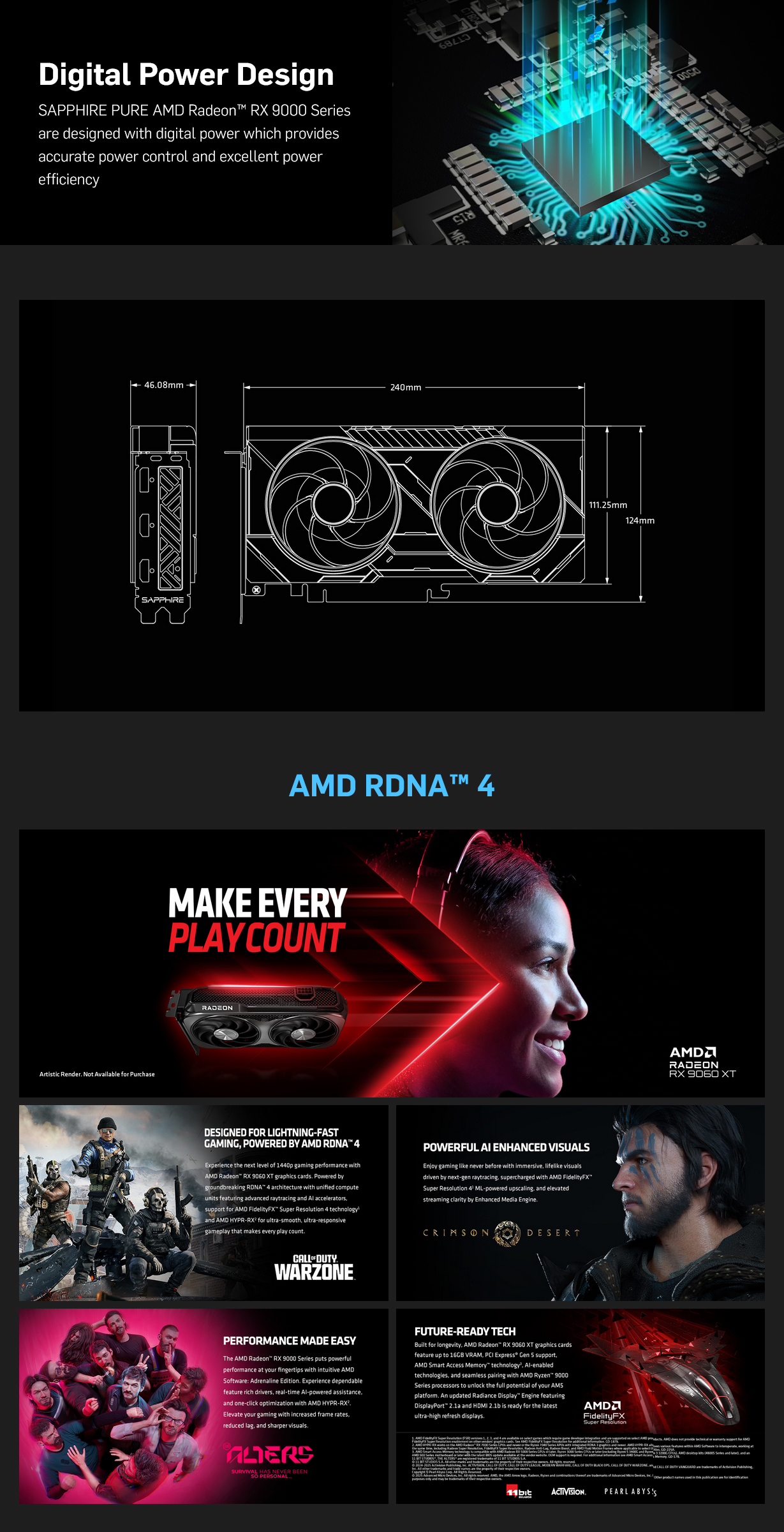 SAPPHIRE Radeon RX 9060 XT PURE GAMING OC 16GB Video Card
