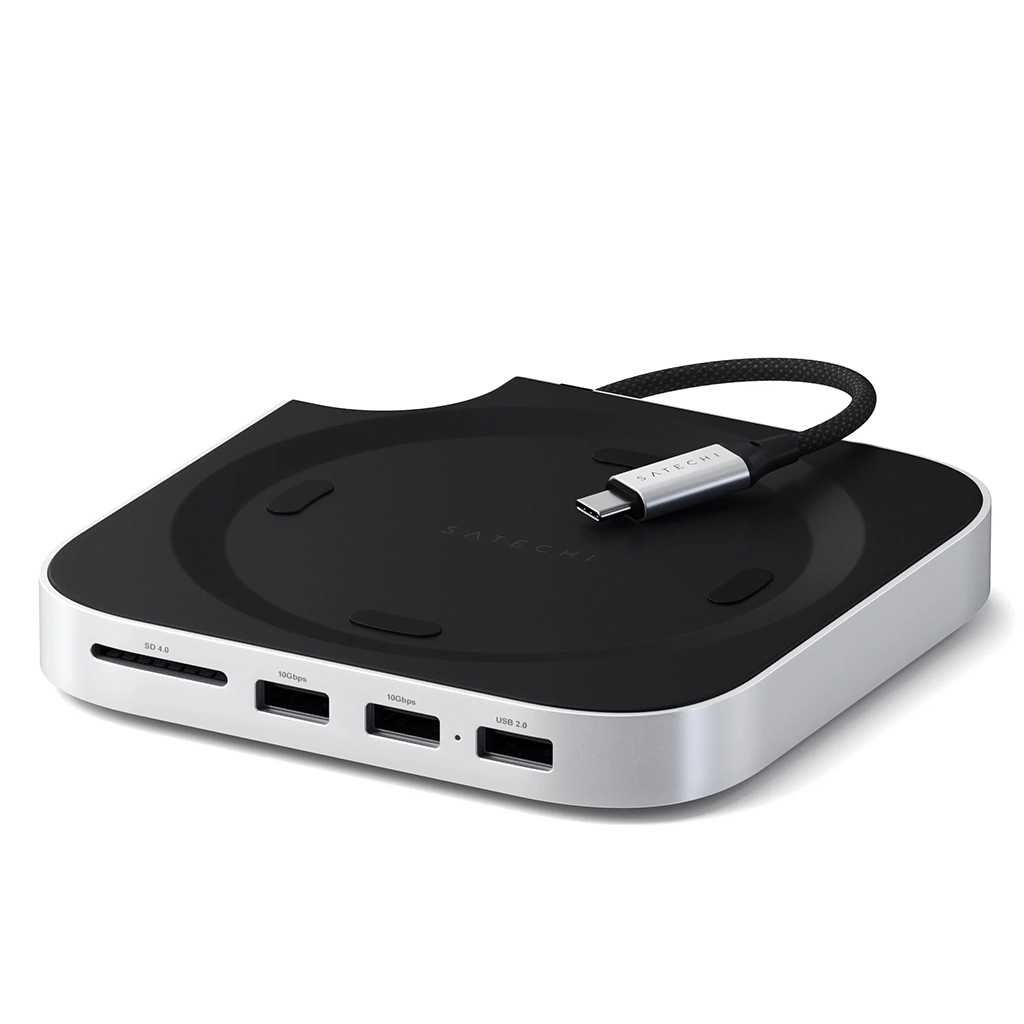 Satechi Mac Mini M4 Stand & Hub with SSD Enclosure - Silver - ST-GNMMES ...