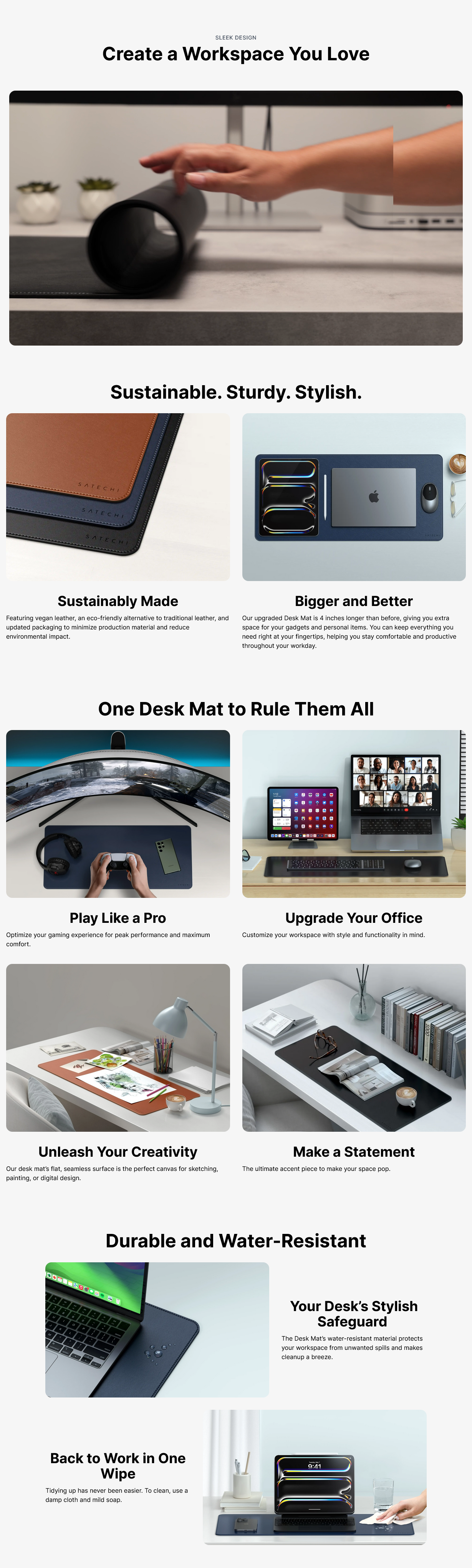 Satechi Vegan-Leather Premium Desk Mat - Brown