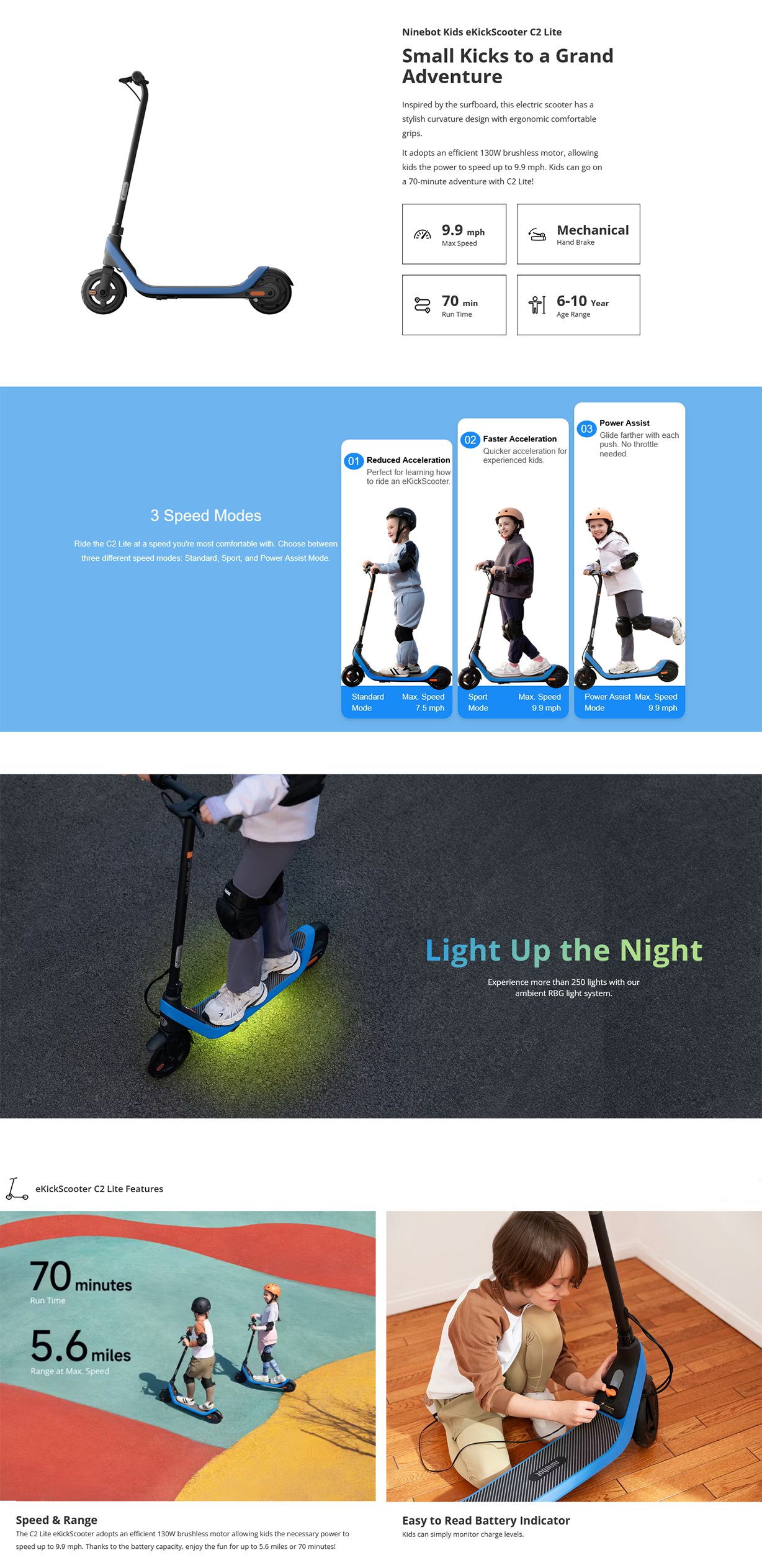 Segway-Ninebot C2 Lite Electric KickScooter - Blue