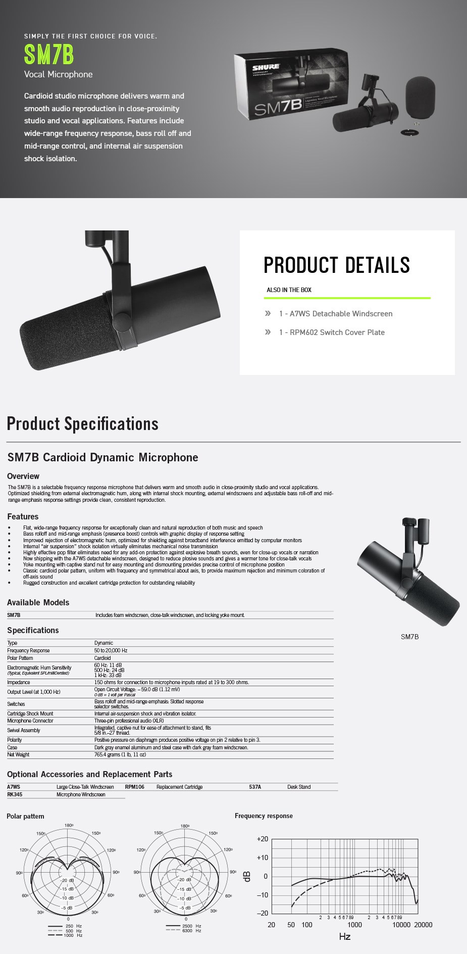 Shure SM7B XLR Cardioid Studio Microphone - Desktop Overview 1