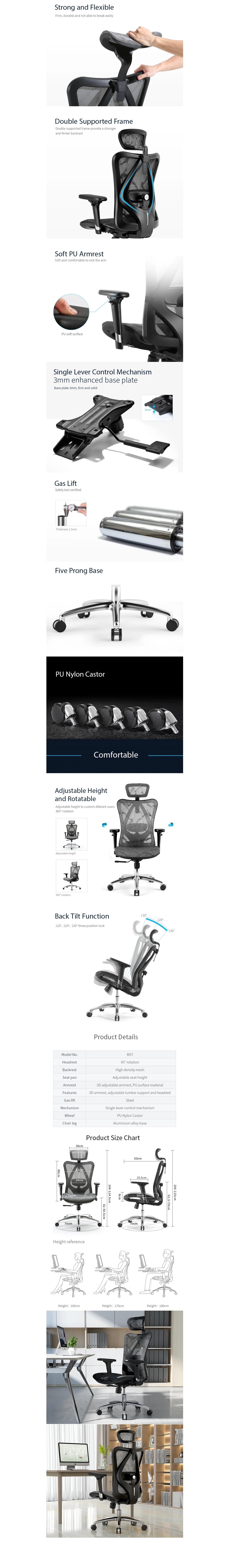 Sihoo M57 Ergonomic Office Chair with Footrest - Grey Frame