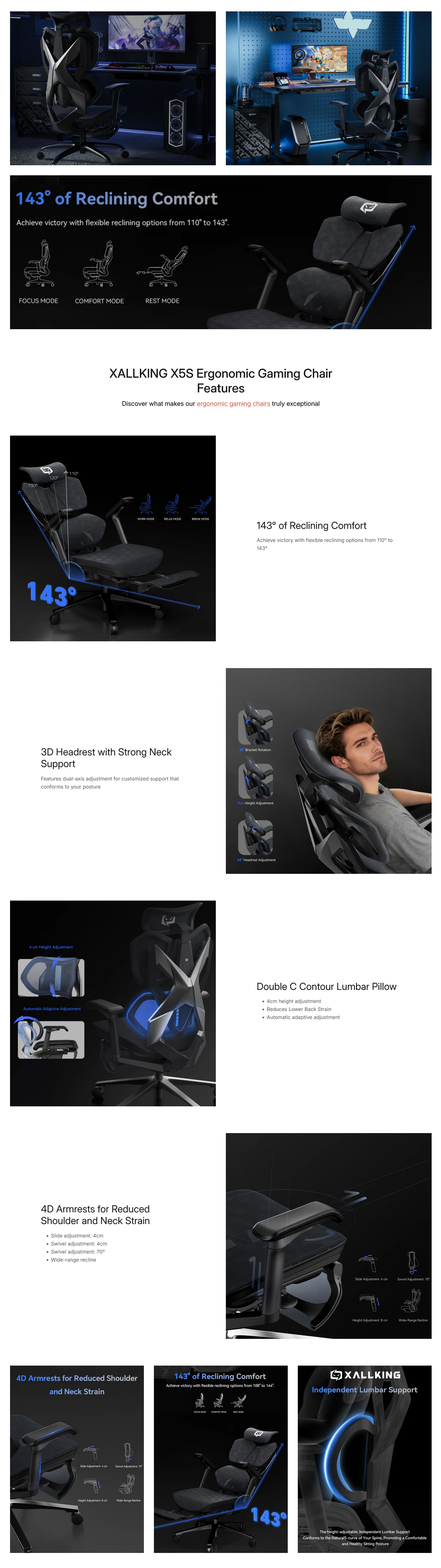 Sihoo Xallking X5S Ergonomic Gaming Chair - Black Samurai