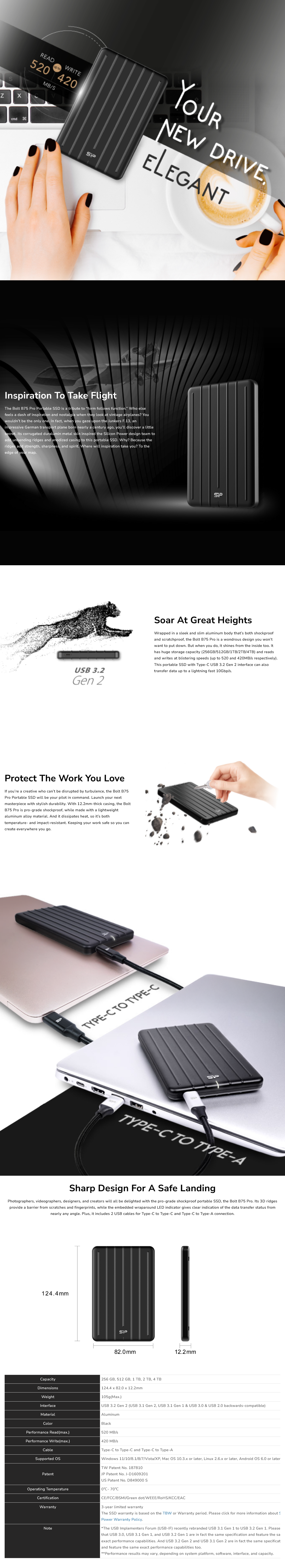 Silicon Power B75 Pro USB-C 3.2 Gen 2 Portable SSD