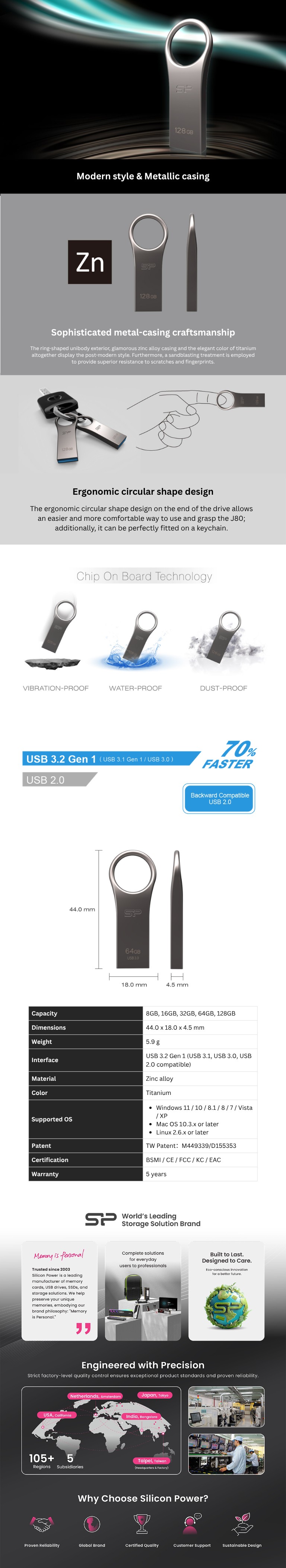 Silicon Power Jewel J80 32GB USB Flash Drive