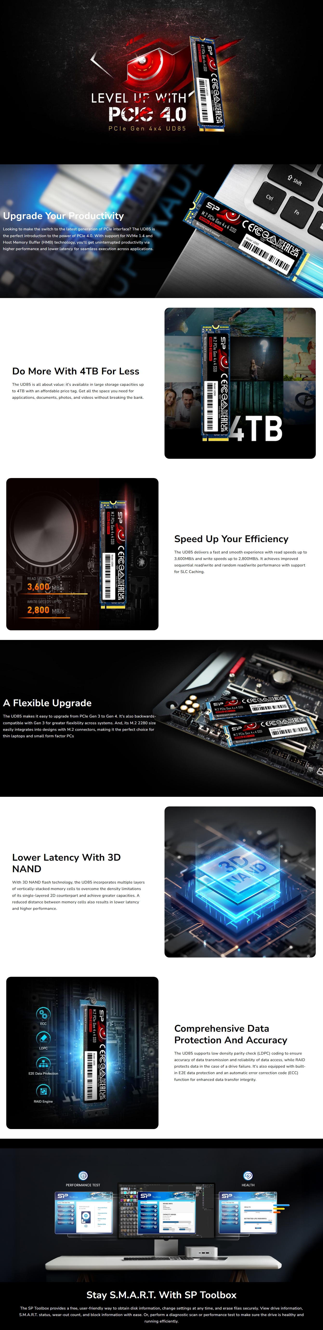 Silicon Power UD85 4TB M.2 NVMe PCIe Gen 4.0 SSD