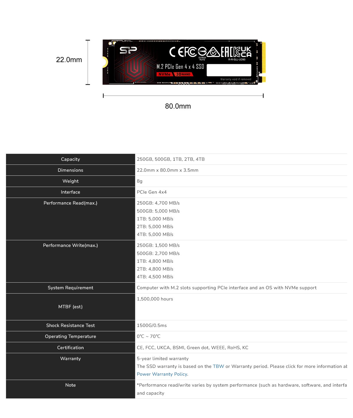 Silicon Power UD90 4TB PCIe 4.0 NVMe M.2 SSD - SZ04KGBP44UD9005AU