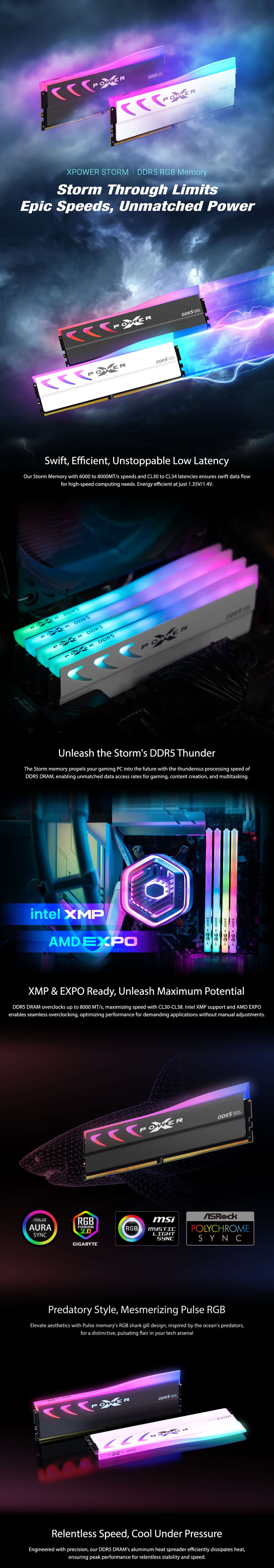 Silicon Power XPOWER Storm RGB 32GB (2x 16GB) DDR5 6000MHz CL36 Desktop Memory - White