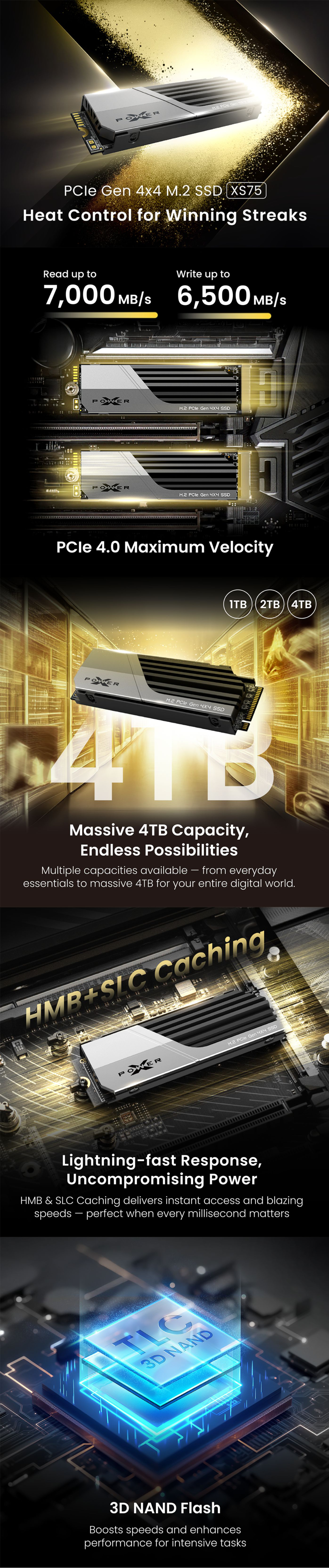 Silicon Power XS75 1TB PCIe 4.0 NVMe M.2 SSD w/ Heatsink - PS5 Compatible