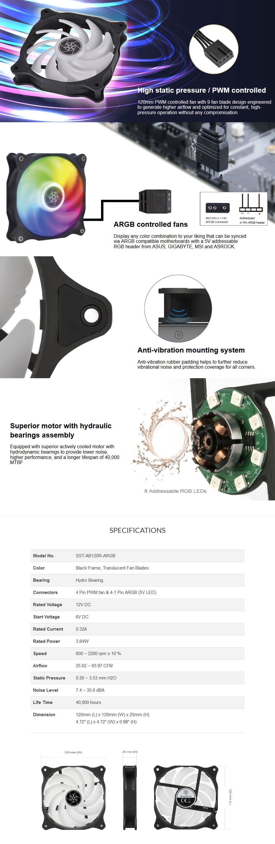 SilverStone Air Blazer 120R 120mm ARGB PWM Case Fan - Desktop Overview 1