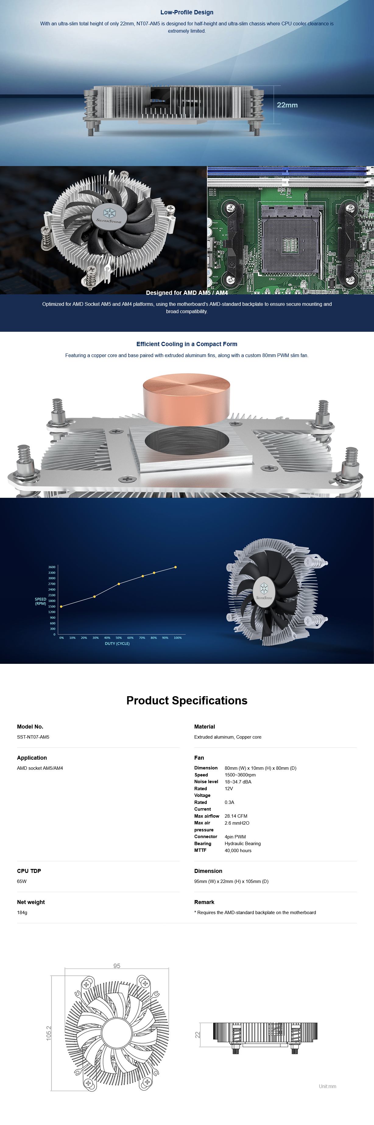 SilverStone NT07-AM5 Low-Profile CPU Air Cooler