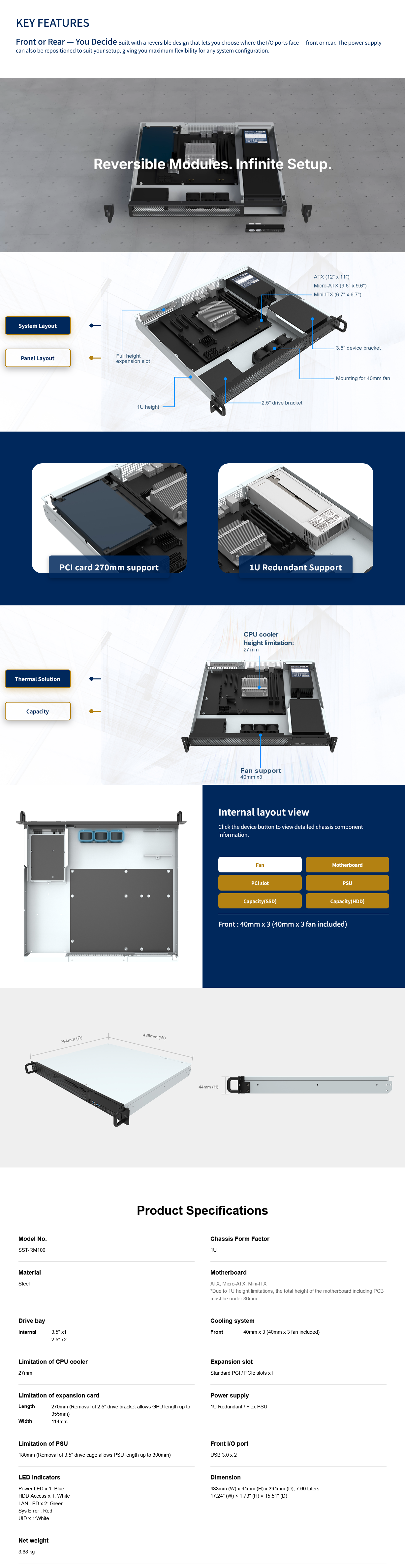 Silverstone RM100 1U Rackmount Server Chassis