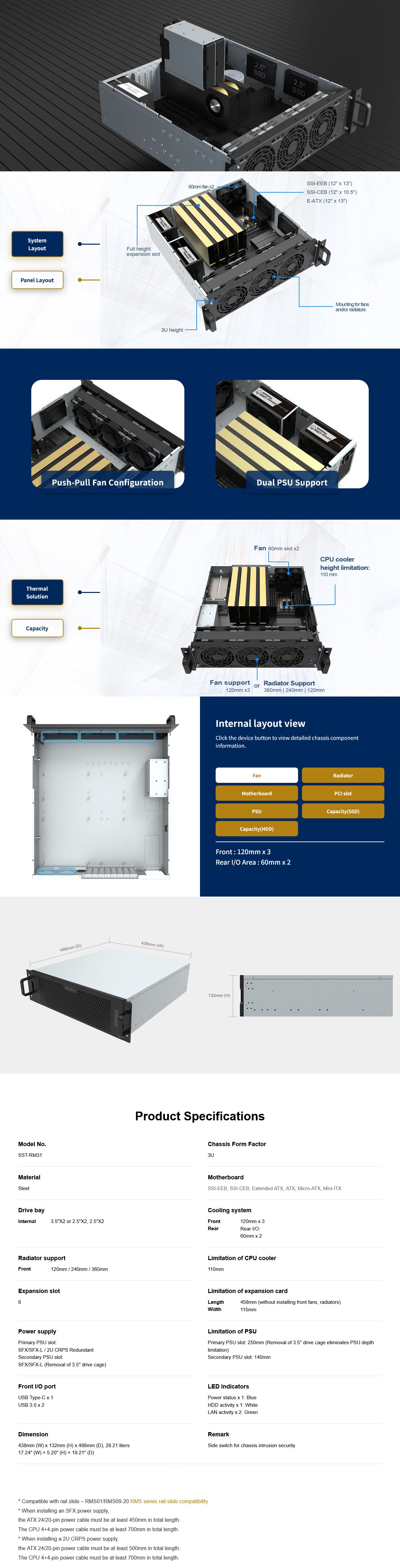 SilverStone RM31 3U Rackmount Server Chassis