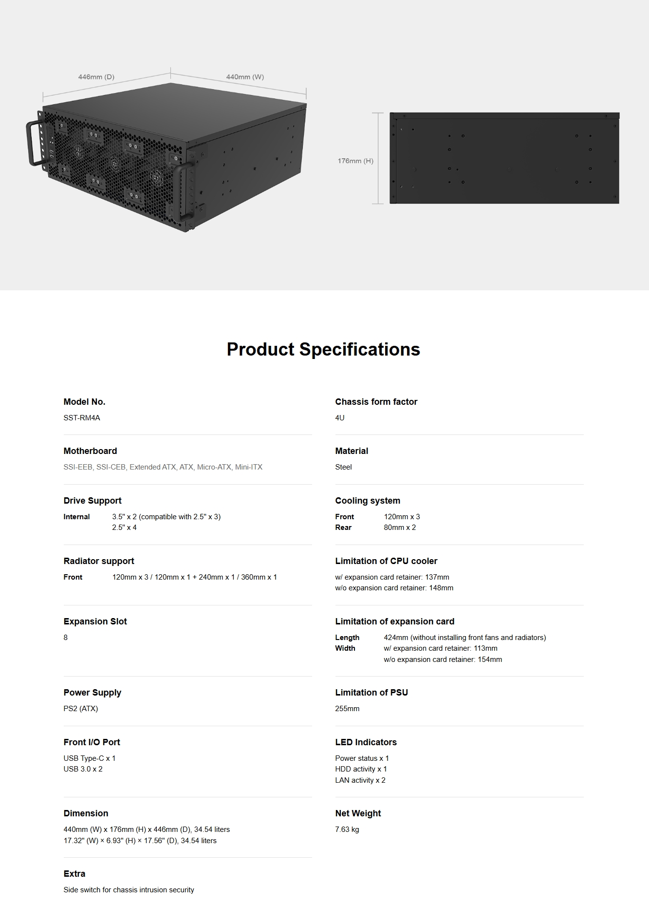 SilverStone RM4A 4U Rackmount Server Chassis with Enhanced 360mm ...