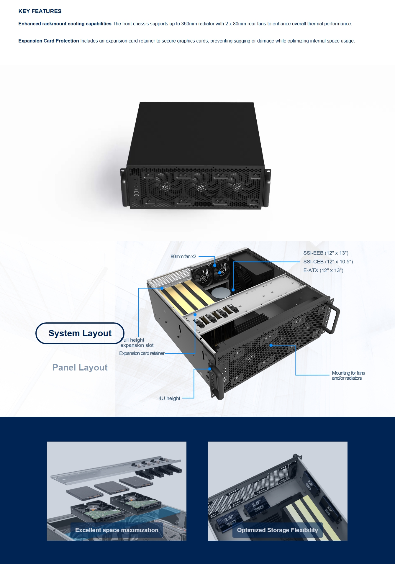 Server Radiator SilverStone RM4A 4U Rackmount Server Chassis with Enhanced 360mm ...