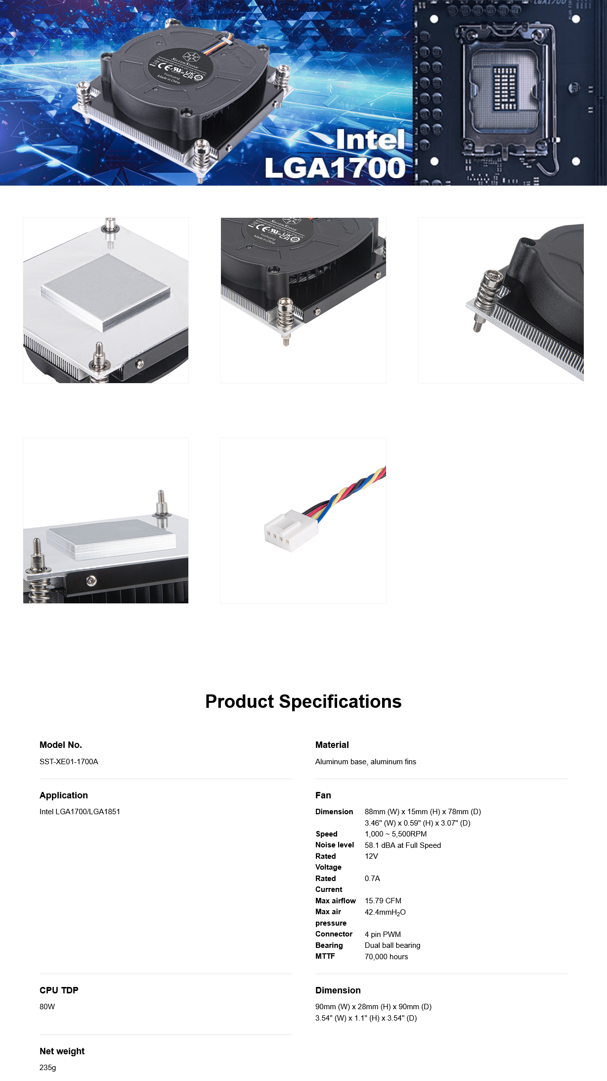 SilverStone XE01-1700A 1U Server/Workstation CPU Cooler