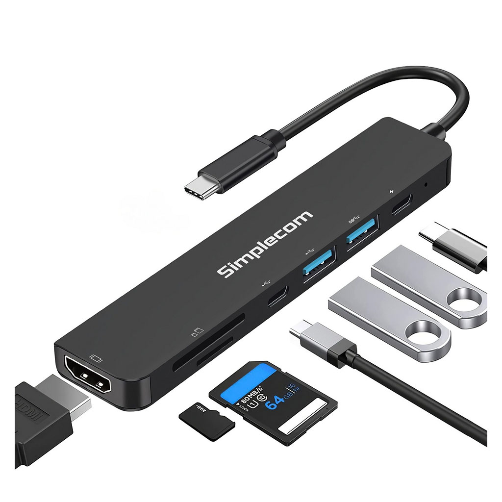 Simplecom CH547 USB C 7 in 1 Multiport Adapter USB Hub CH547 Mwave Simplecom CH547 USB C 7 in 1 Multiport Adapter USB Hub CH547 Mwave