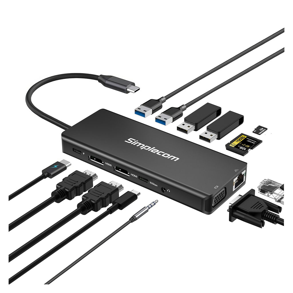 Simplecom CHN613 USB-C 3.2 Gen 2 13-in-1 Multiport Docking Station ...