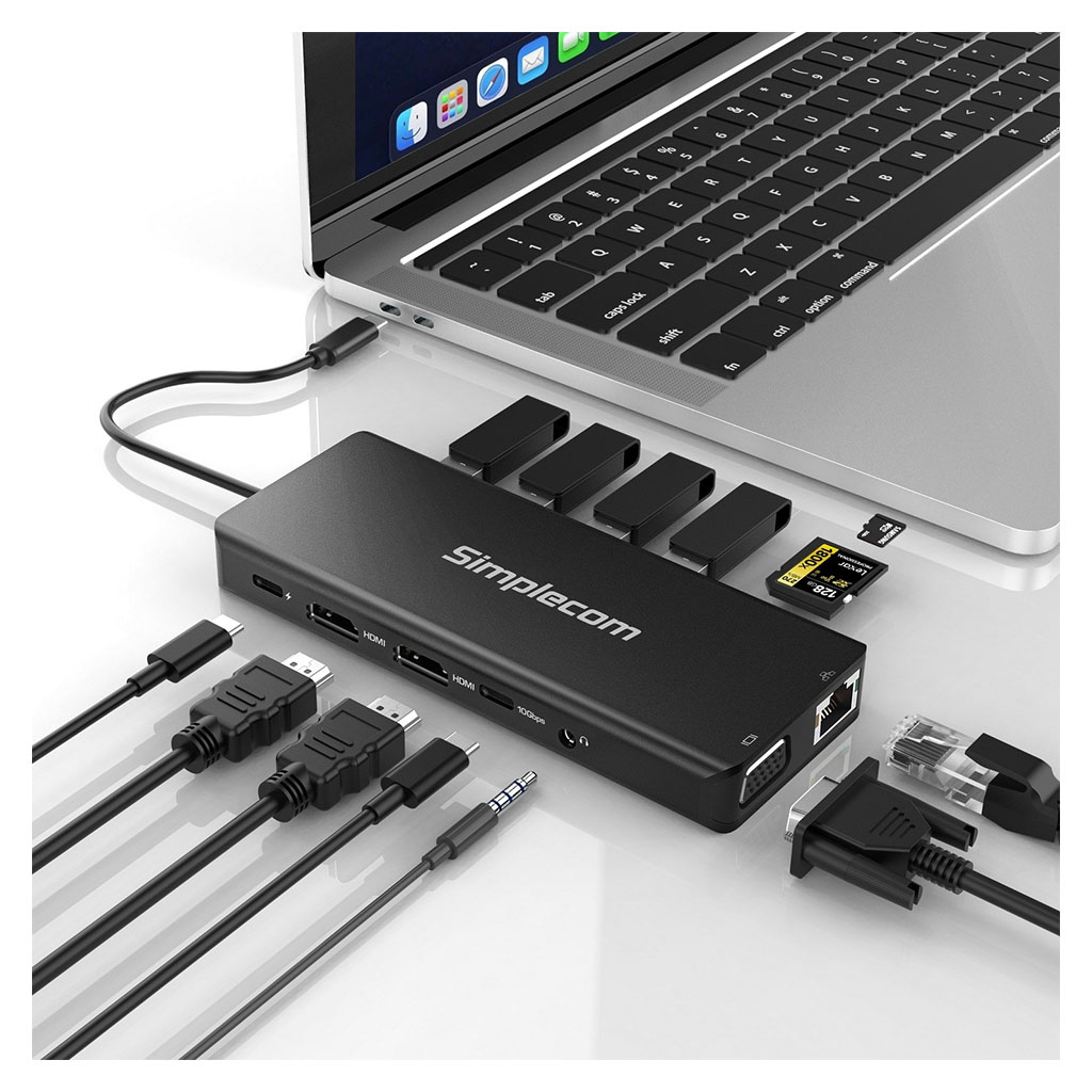 Simplecom CHN613 USB-C 3.2 Gen 2 13-in-1 Multiport Docking Station ...