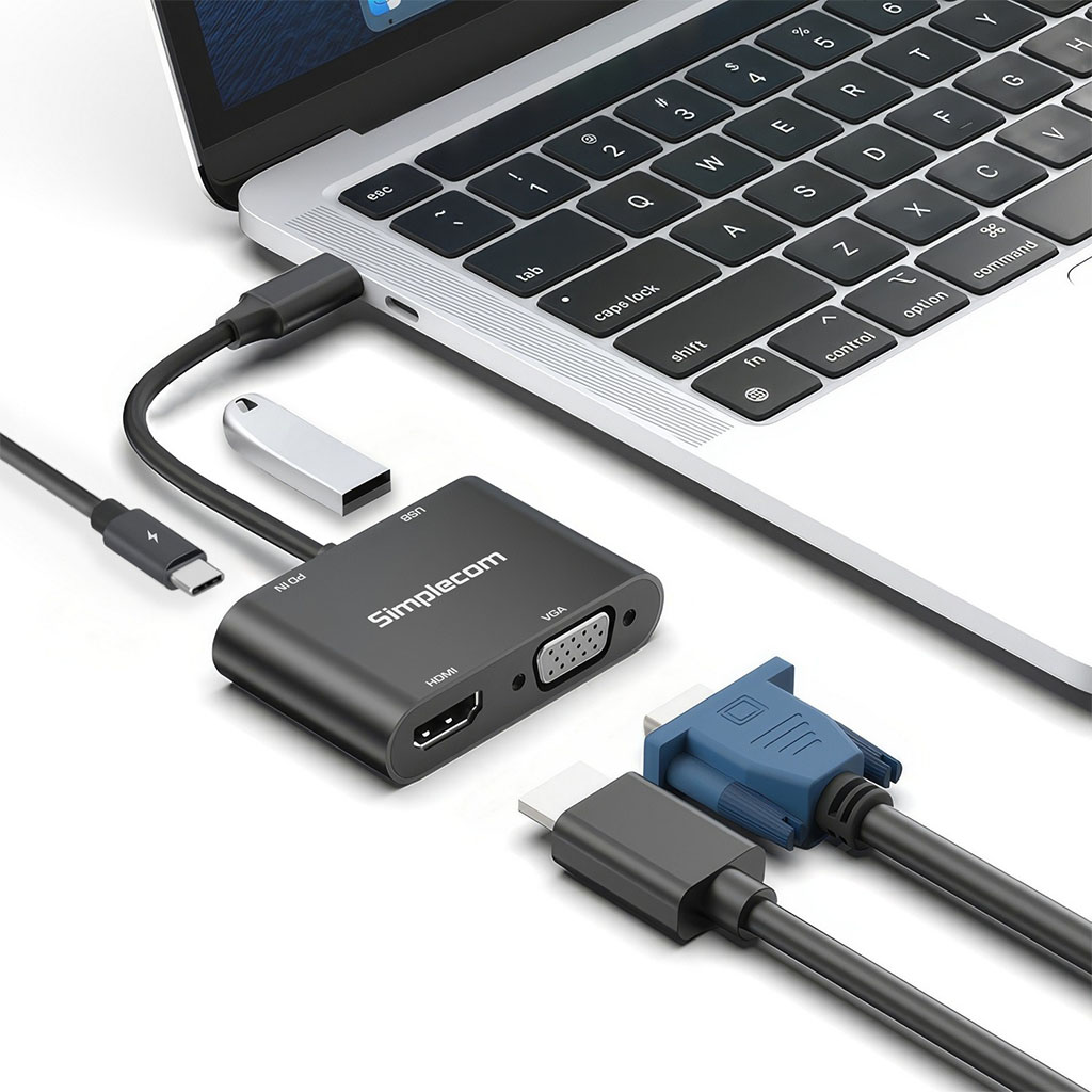 Simple.com Adapter Simplecom DA440 4-in-1 USB-C Multiport Adapter w/ 100W PD - DA440 | Mwave