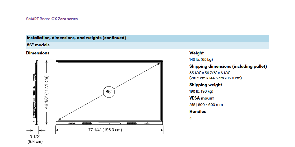 SMART Board GX Zero V3 Series 75