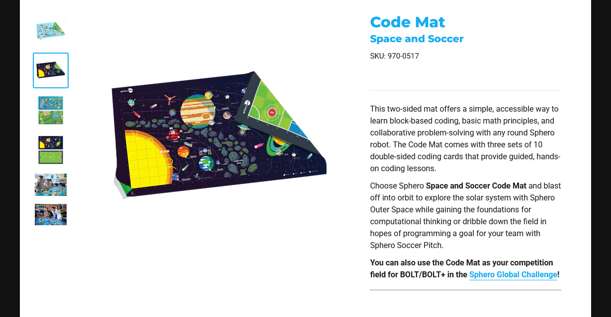 Sphero Space & Soccer Code Mat - CODEMAT02_MAT | Mwave