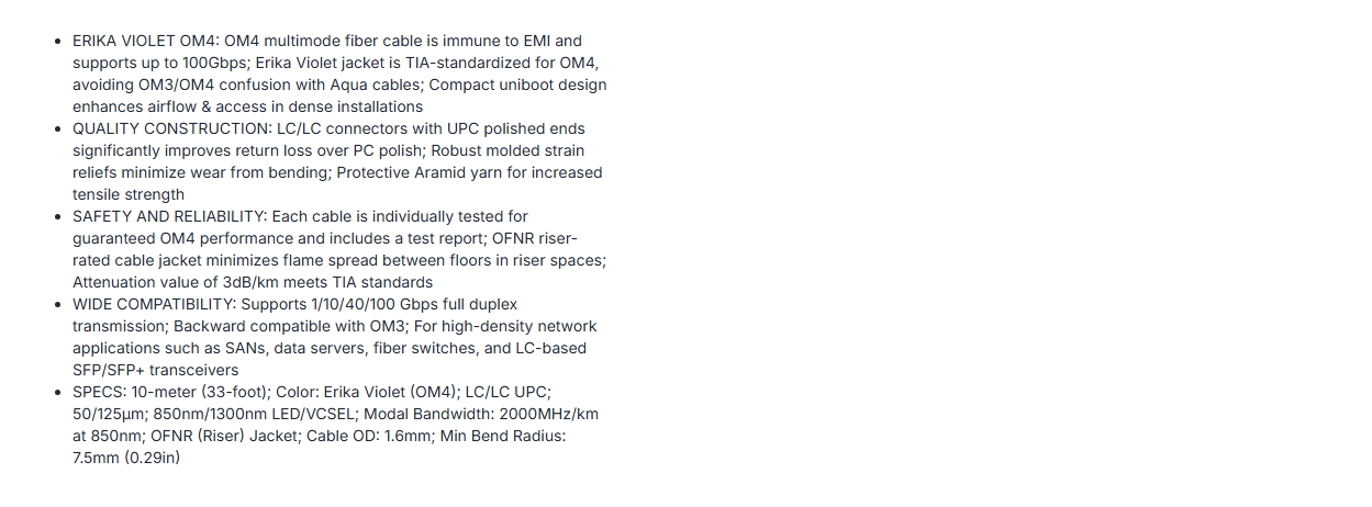 StarTech 10m OM4 LC to LC Multimode Fiber Optic Cable