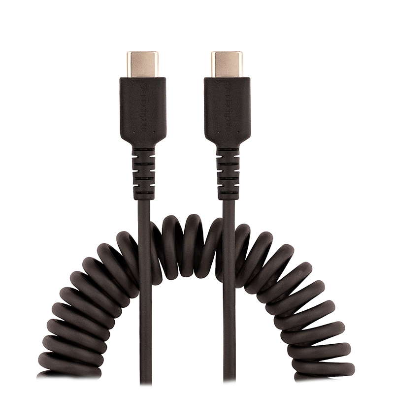 StarTech 20in/50cm Rugged Coiled USBC Charging Cable Black R2CCC50CUSBCABLE Mwave