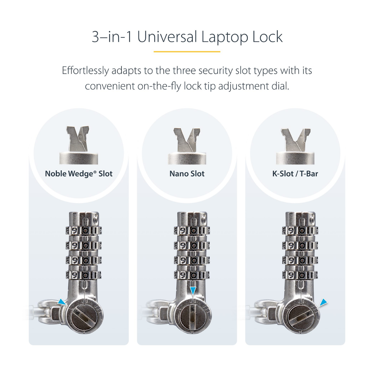 StarTech 2m Universal Security Cable Laptop Lock - UNIVC4D-LAPTOP-LOCK ...