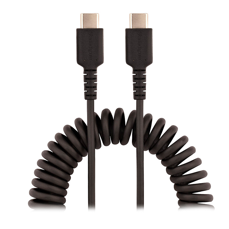 StarTech 1m USBC to USBC Rugged Coil Charging Cable Black R2CCC
