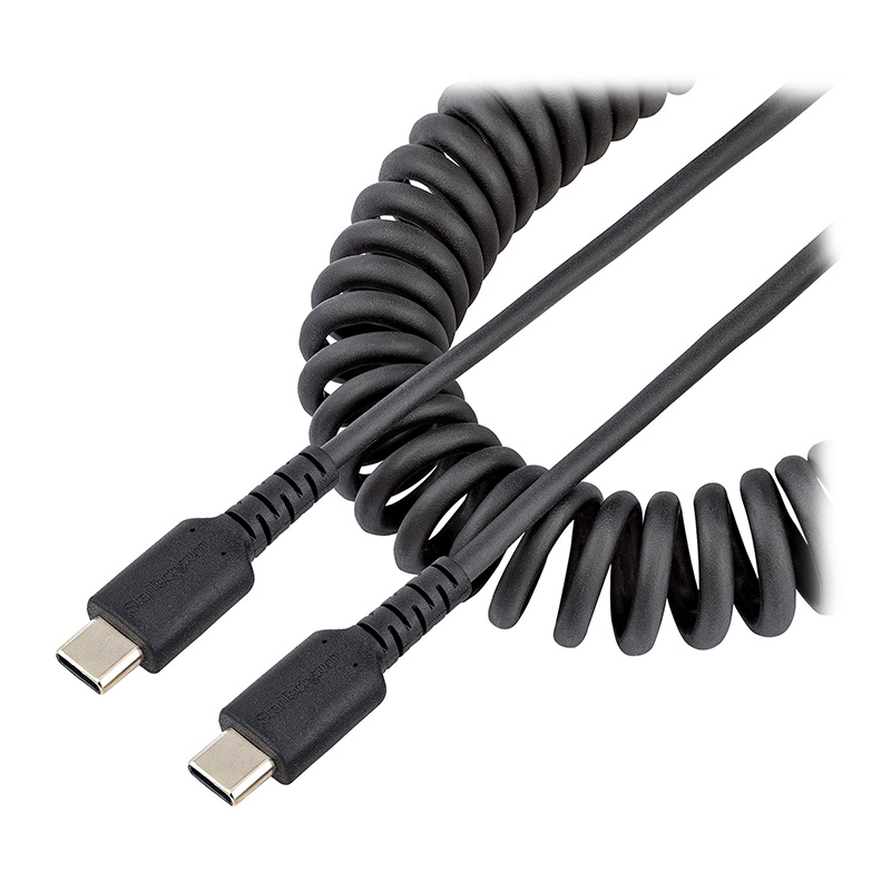 StarTech 1m USBC to USBC Rugged Coil Charging Cable Black R2CCC