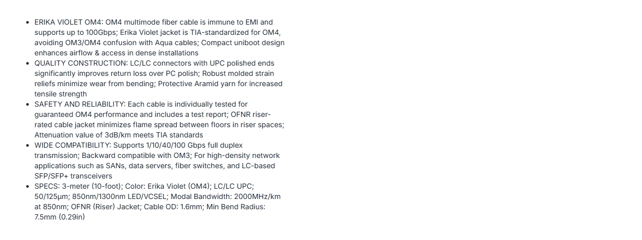 StarTech 3m OM4 LC to LC Multimode Fiber Optic Cable