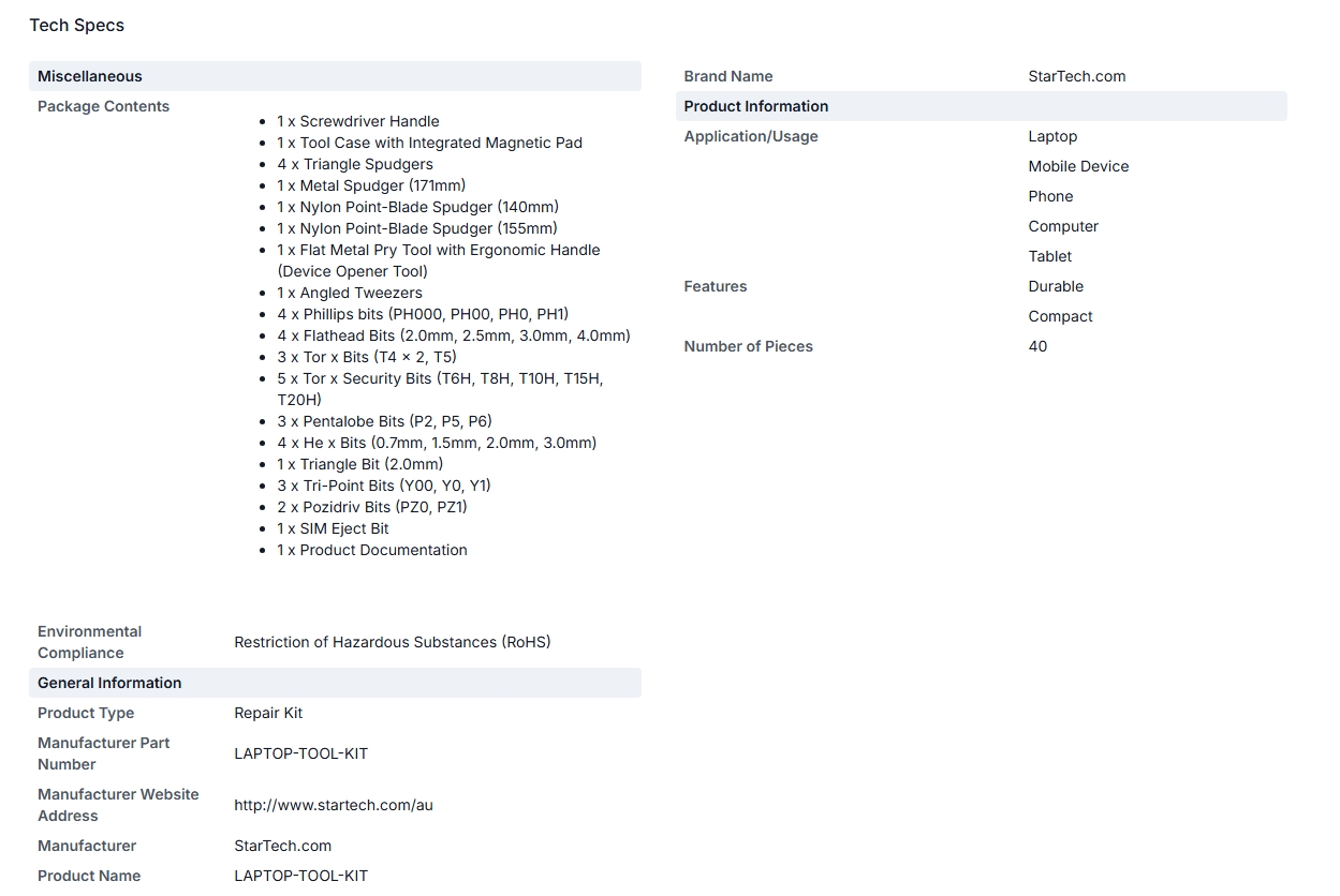 StarTech 40-Piece Computer Repair Tool Kit