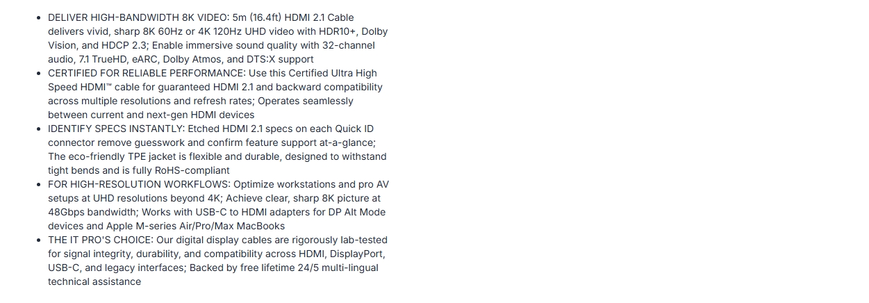 StarTech 5m Ultra High Speed HDMI 2.1 Male to Male Cable