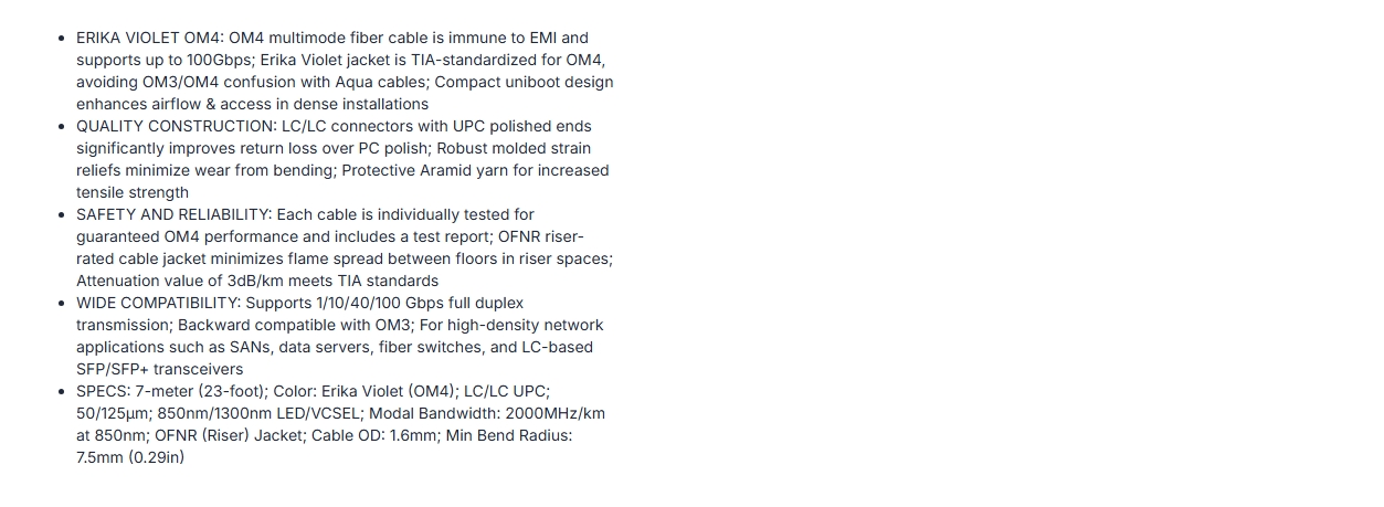 StarTech 7m OM4 LC to LC Multimode Fiber Optic Cable
