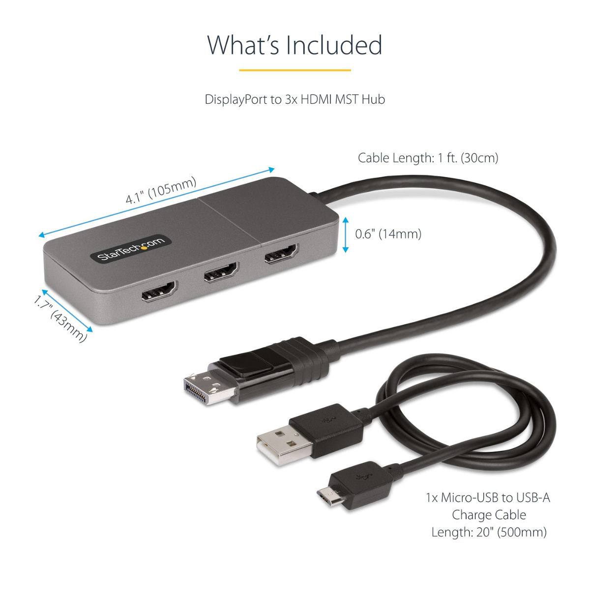 StarTech DisplayPort to 3-Port 4K 60Hz HDMI MST Hub - MST14DP123HD | Mwave
