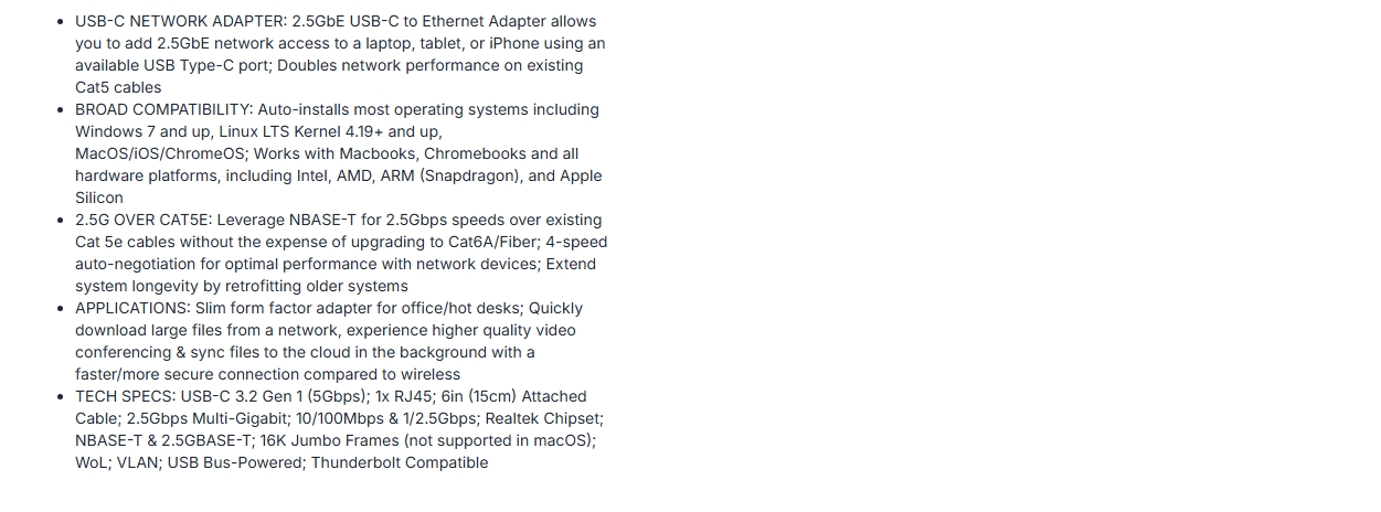 StarTech USB-C to Gigabit Ethernet Network Adapter