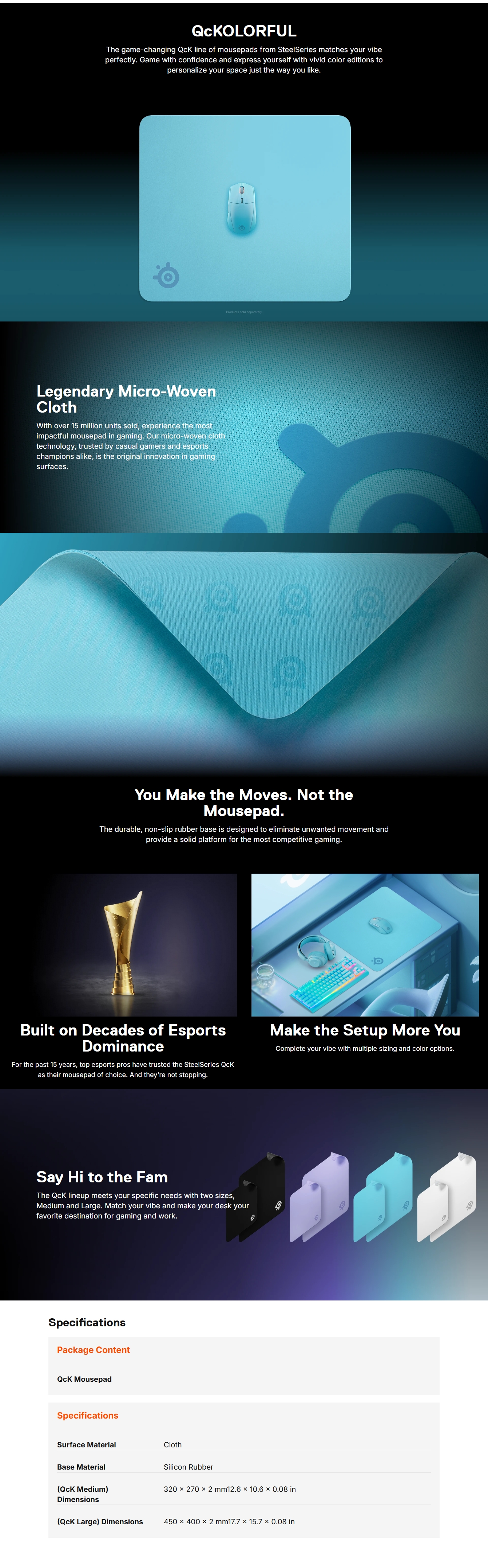 SteelSeries QcK Large Gaming Mouse Pad - Aqua