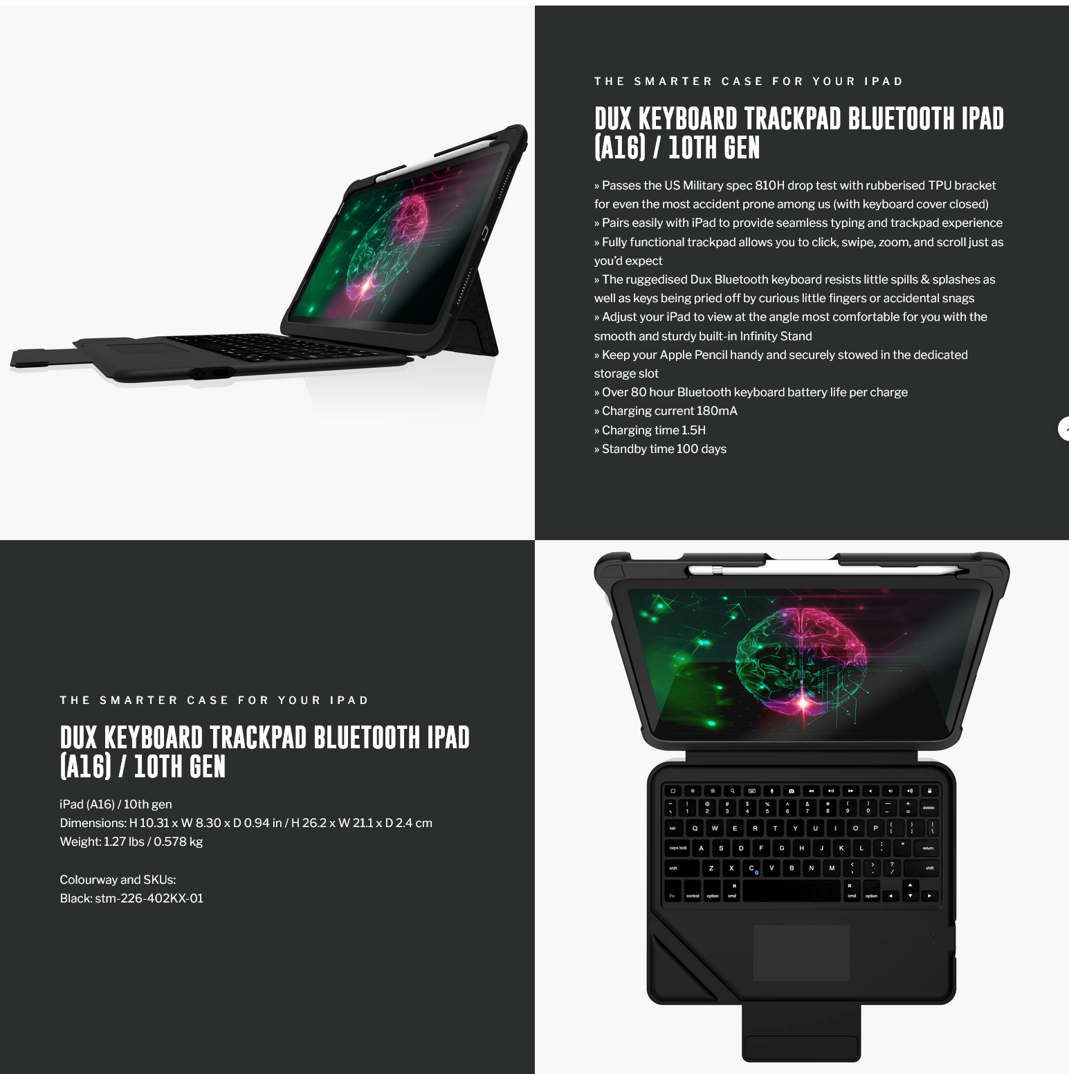 STM Dux BT Keyboard Trackpad for iPad 10th Gen