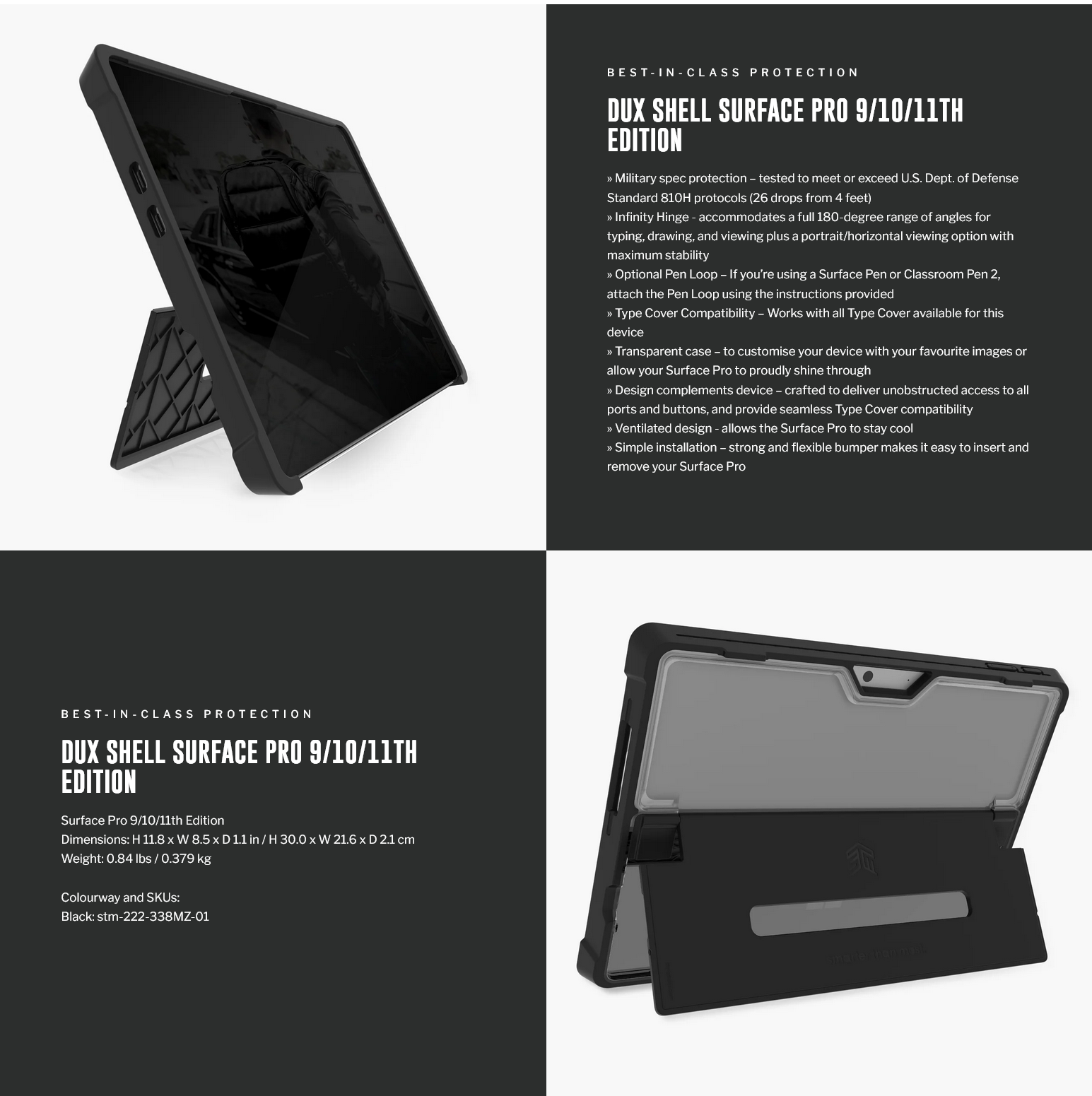 STM Dux Shell for Surface Pro 9/10 - Black