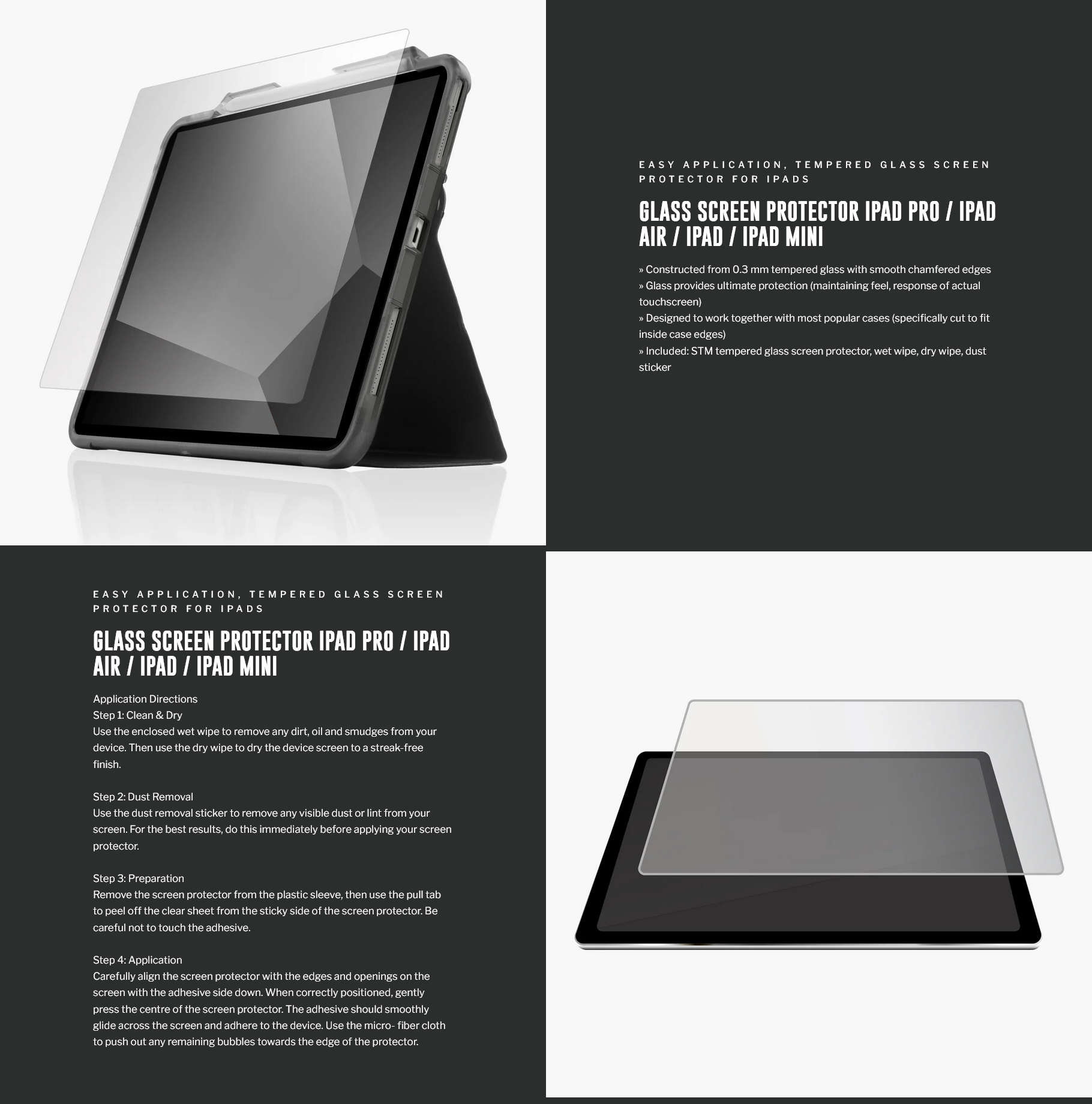 STM Glass Screen Protector 40 Pack for iPad (9/8/7 Gen) Comm