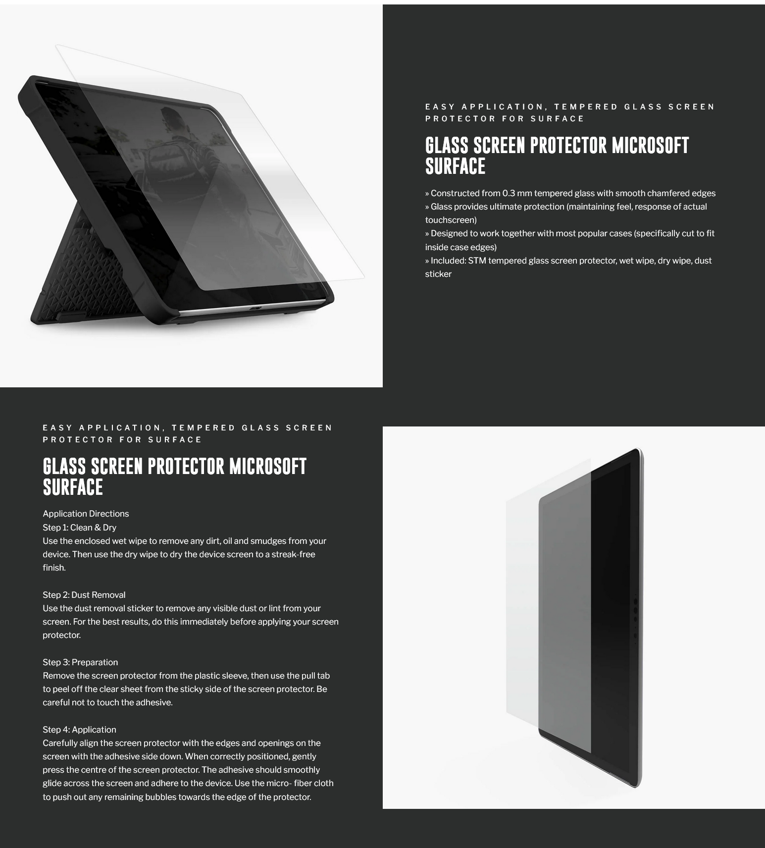 STM Glass Screen Protector for Surface Pro X/8/9/10