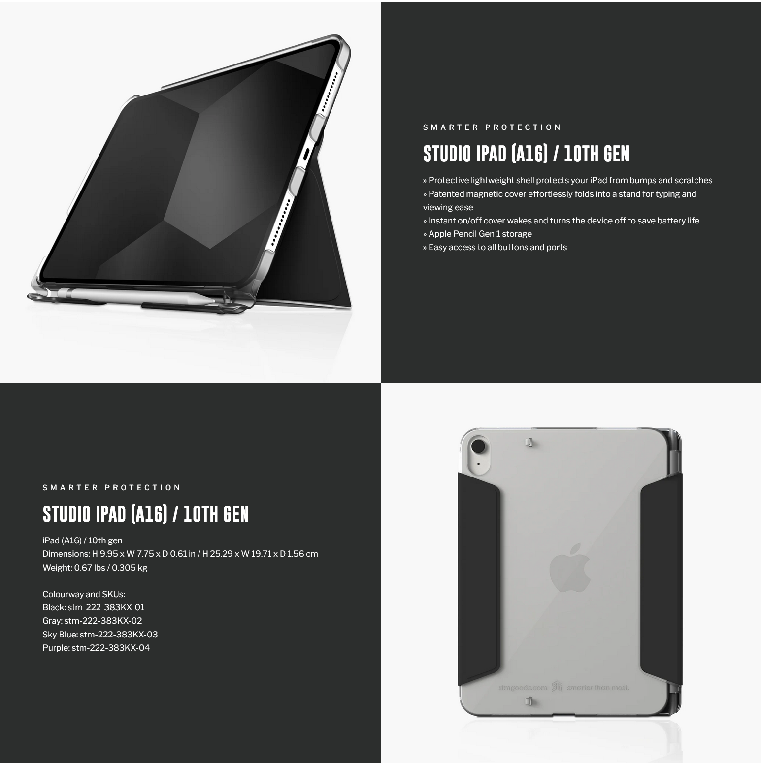 STM Studio Shell for iPad 10th Gen - Black