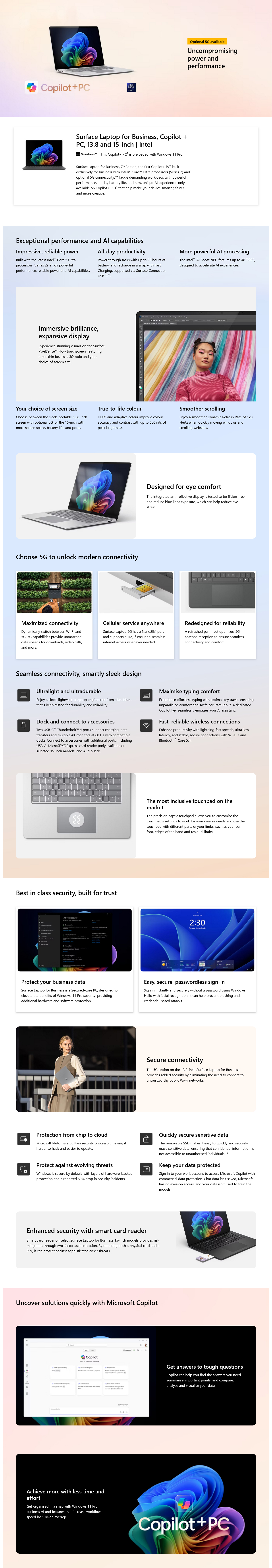 Surface Laptop 7 for Business 13.8" Core Ultra 5 16GB 512GB W11P - Black (Copilot+ PC)