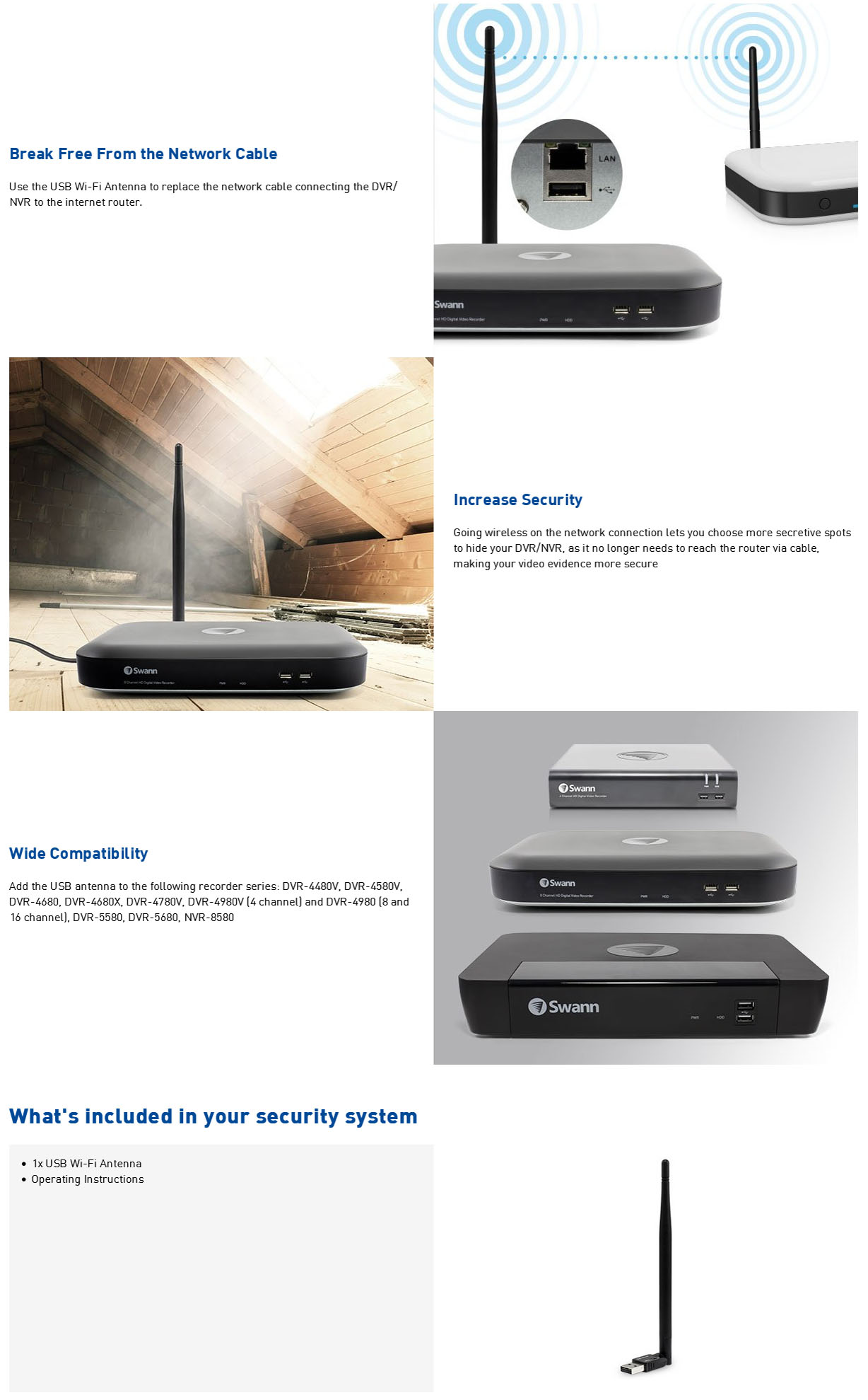 Swann USB Wi-Fi Antenna for DVR or NVR